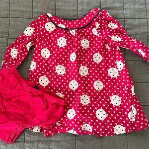 Baby gap pink/white/navy/gray polka dot swing dress
